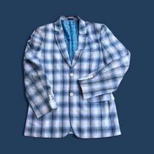 Blu Martini Blue Checkered Men's Blazer 40R